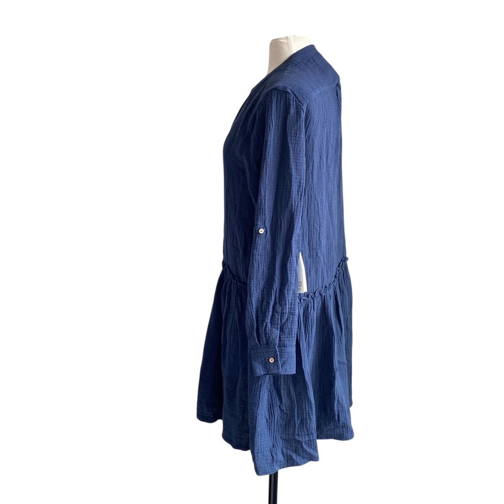 Carve Designs Gauze Shirt Dress Womens Sz Medium Navy Button Down Long Sleeve — image 4 of 6